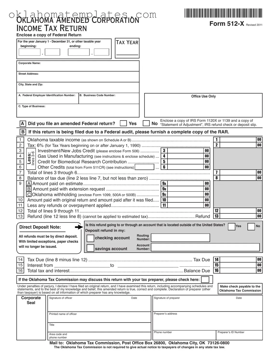Fill in a Valid Oklahoma 512 X Template