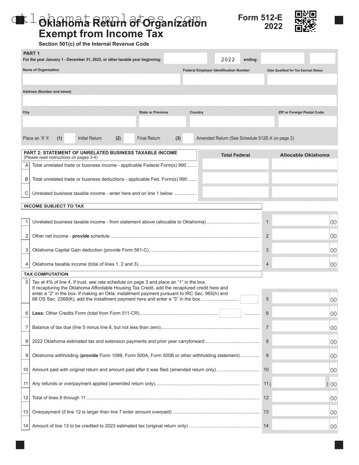 Fill in a Valid Oklahoma 512E Template