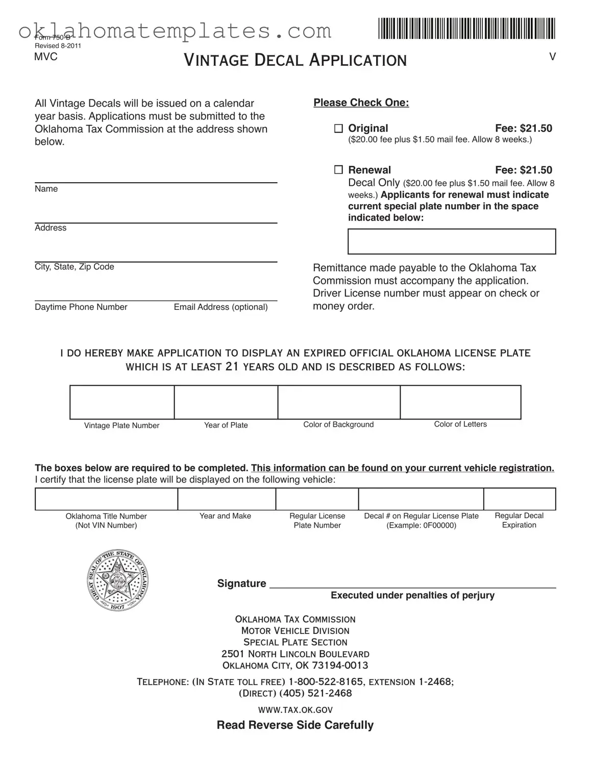 Fill in a Valid Oklahoma 750 B Template
