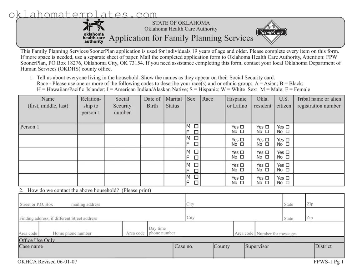 Fill in a Valid Oklahoma Fpws 1 Template