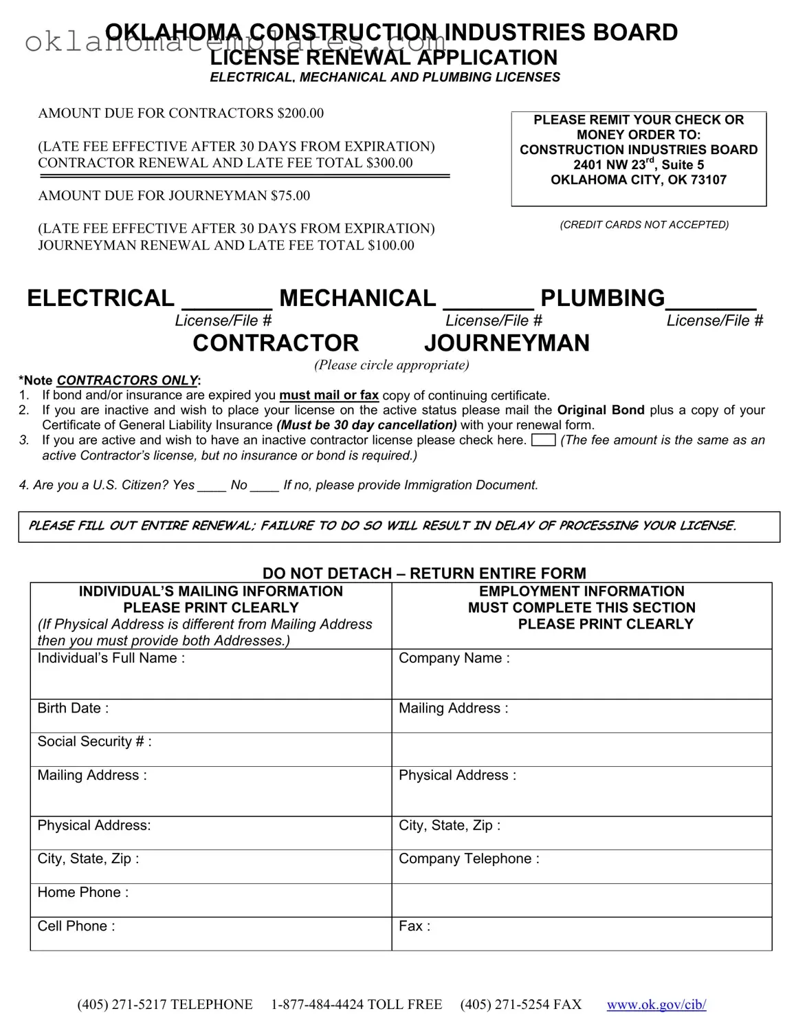 Fill in a Valid Oklahoma Industries Board Template