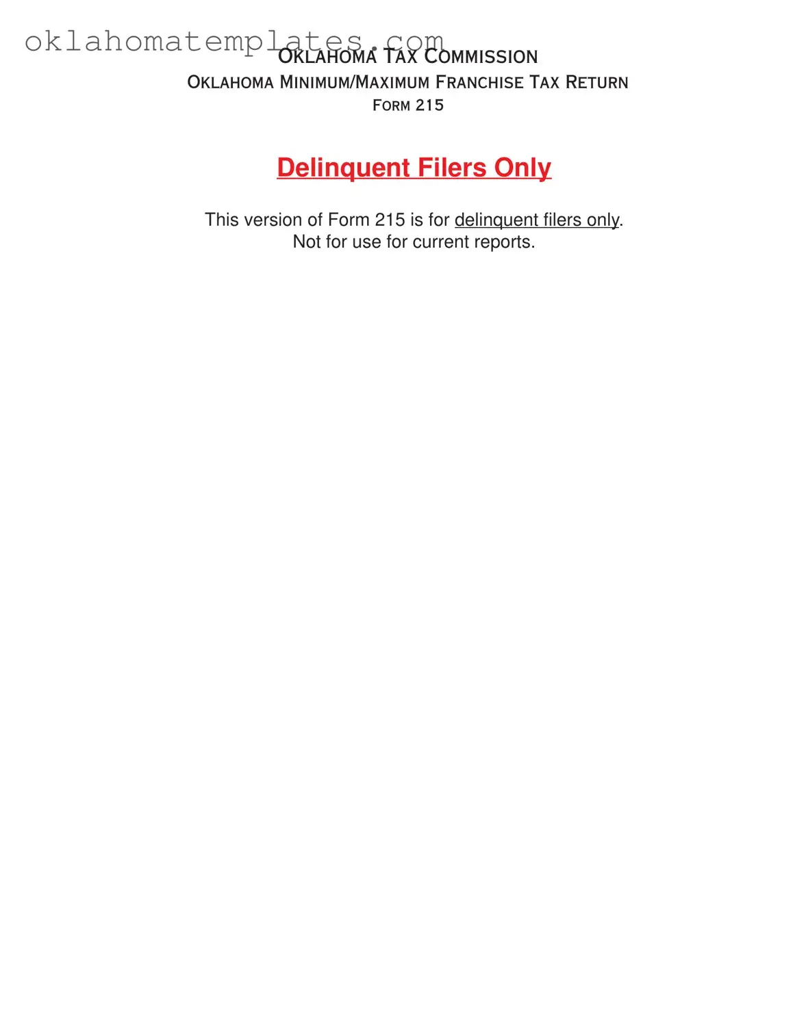 Fill in a Valid Oklahoma Minimum Franchise Tax Template