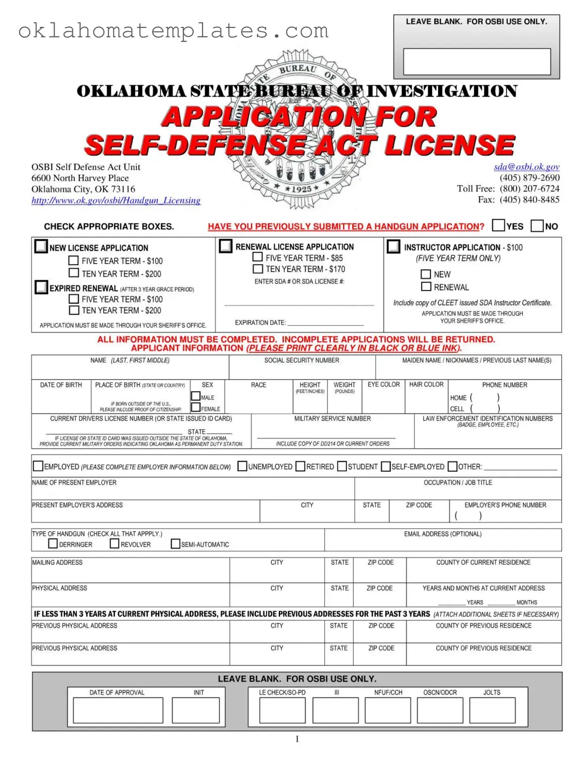 Fill in a Valid Oklahoma Sda Application Template