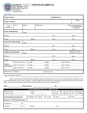 Fill in a Valid Fence Permit Application Oklahoma Template