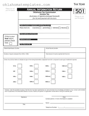 Fill in a Valid Oklahoma 501 Template