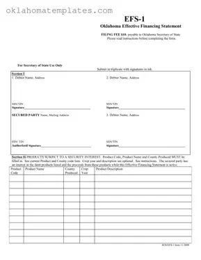 Fill in a Valid Oklahoma Efs 1 Template