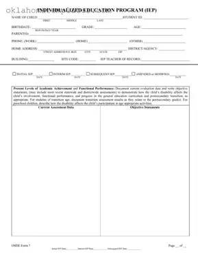 Fill in a Valid Oklahoma Iep Template