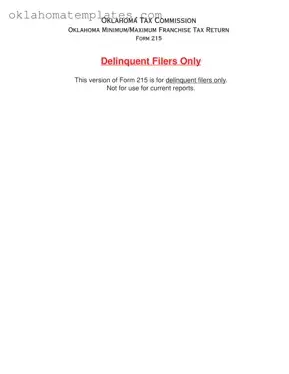 Fill in a Valid Oklahoma Minimum Franchise Tax Template