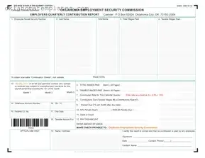 Fill in a Valid Oklahoma Quarterly Contribution Report Template