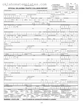 Fill in a Valid Oklahoma Traffic Collision Report Template